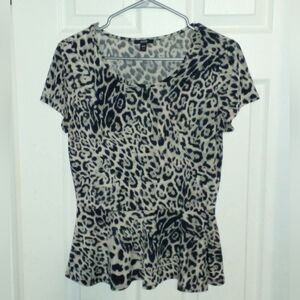 Jacob Black and Cream Animal Print Peplum Top